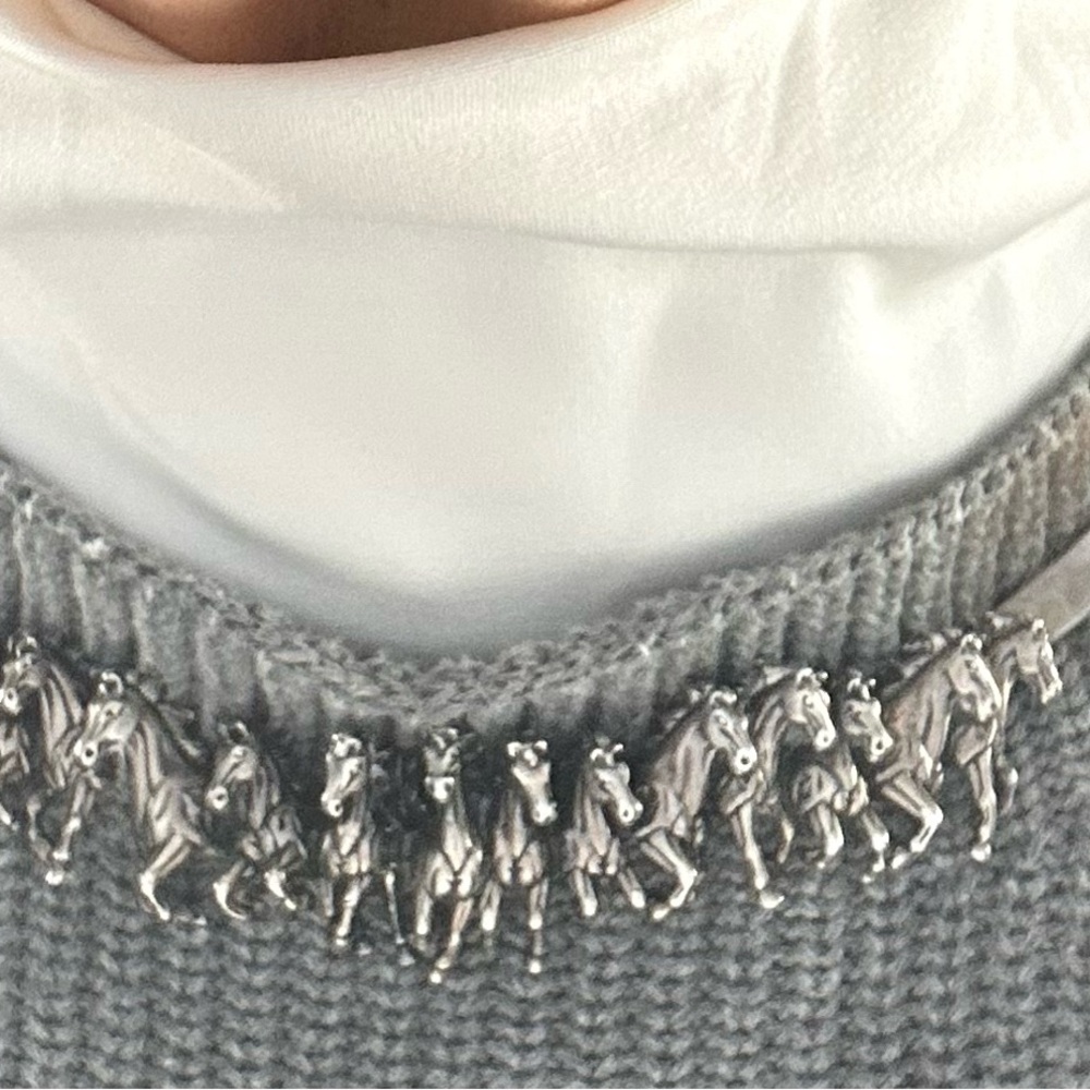 Kabana Horse Statement Necklace Vintage Sterling Silver 15 Horses Running - Picture 4 of 8
